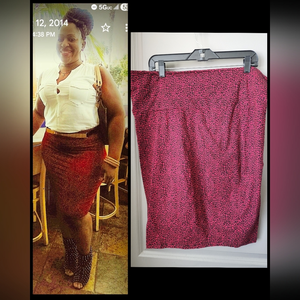 Chic Red Leopard Print Pencil Skirt